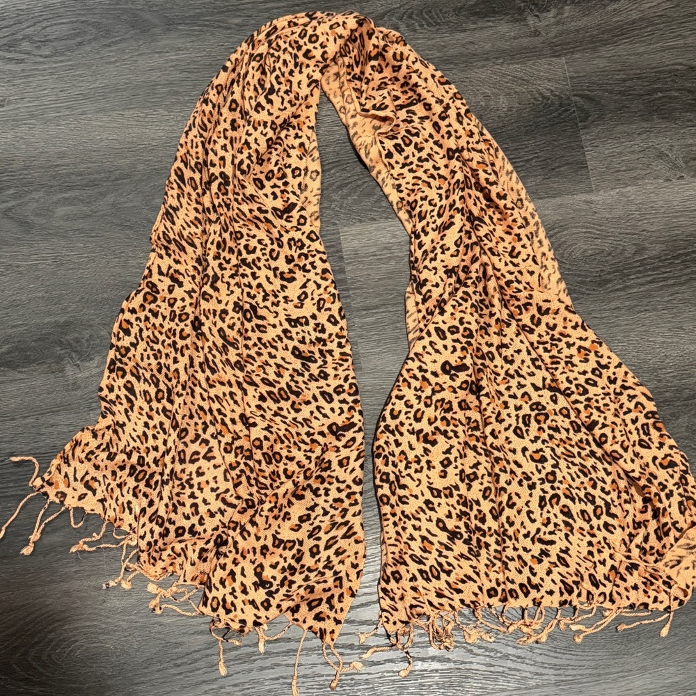 Leopard Print Scarf - Orange and Black